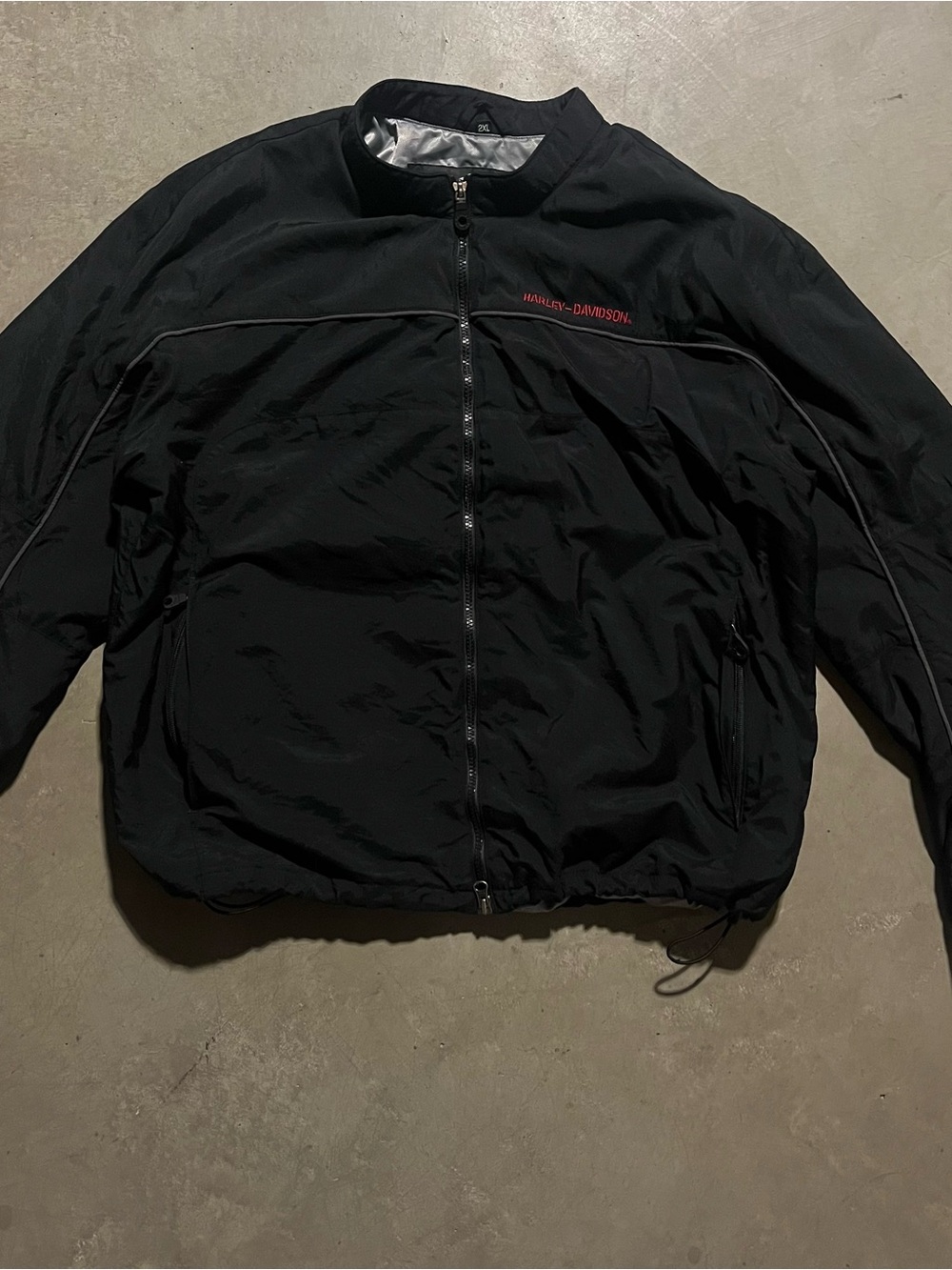 Harley-Davidson Black Windbreaker Jacket with Red Logo